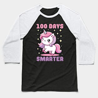 100 Days Smarter of School Unicorn Baseball T-Shirt